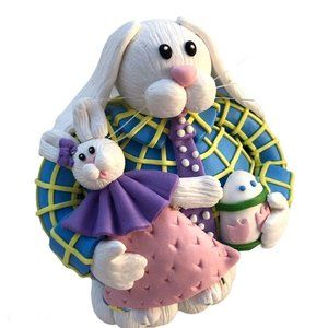 Easter Bunny Glass Ball Polymer Clay White Rabbit